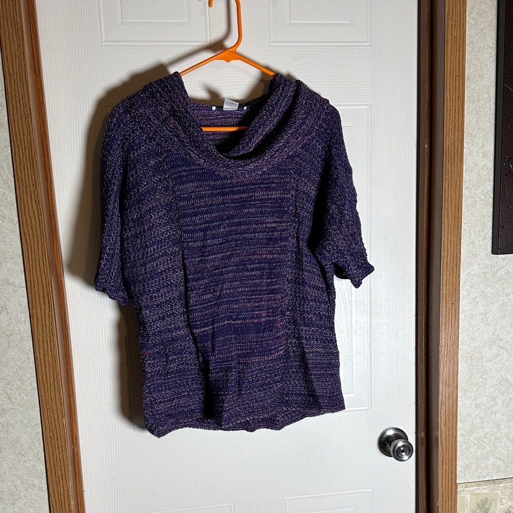 Elegant Cowl Neck Purple Sweater